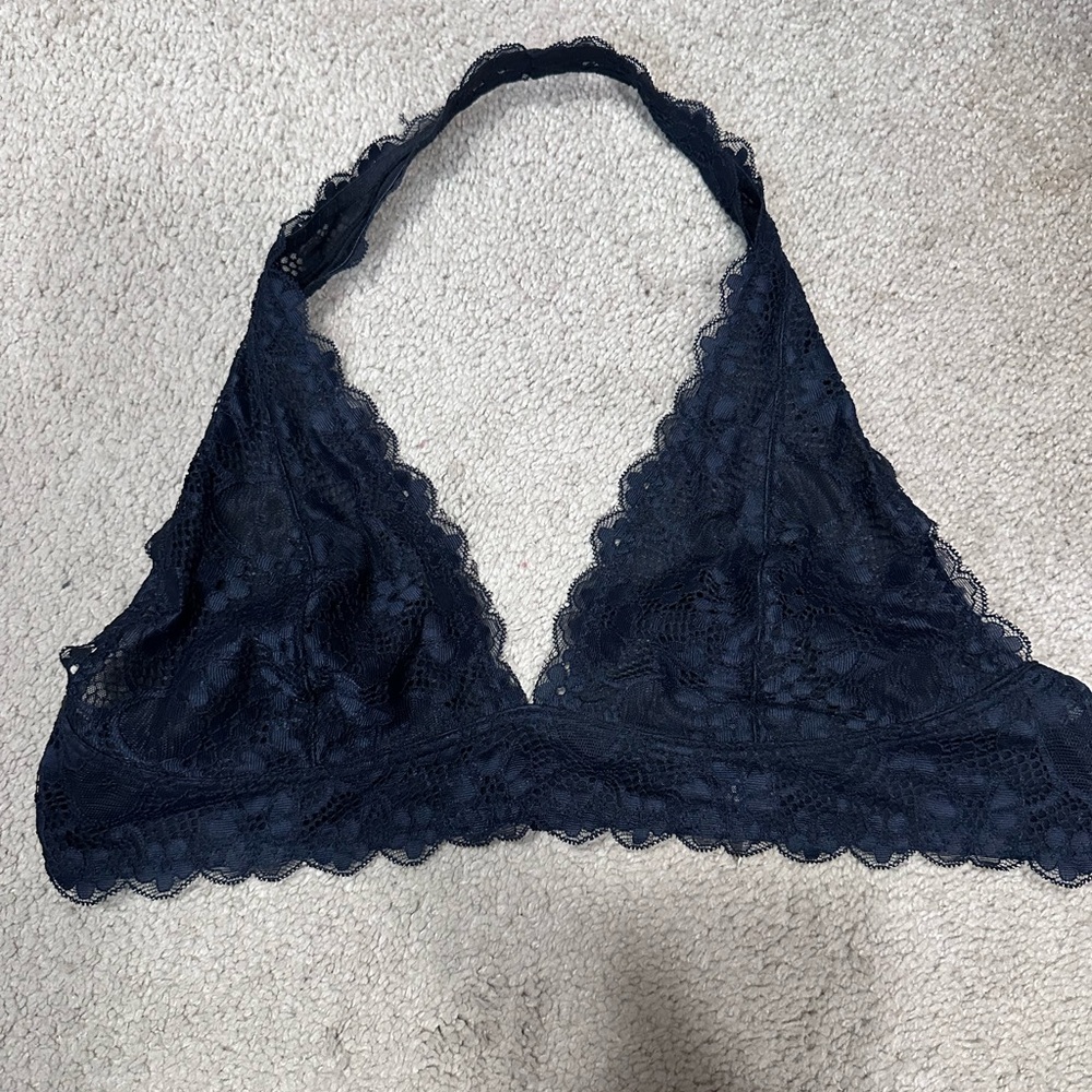 Free People Intimately Lace Halter Bralette Blue XL